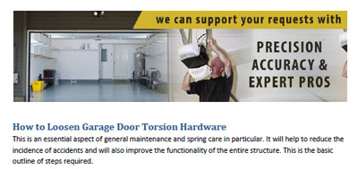 How to Loosen Torsion Hardware - Garage Door Repair Camas