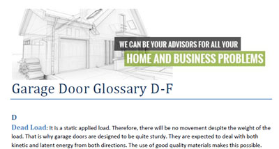 Glossary - Garage Door Repair Camas